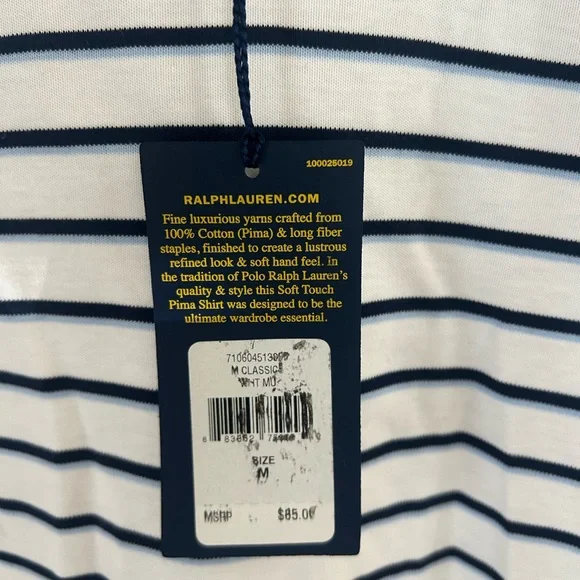 Ralph Lauren Men's Striped Polo Shirt in White and Navy - Picture 5 of 7